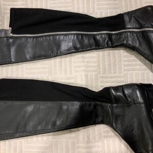 Michael Kors black Leather and Fabric Knee-High Boots